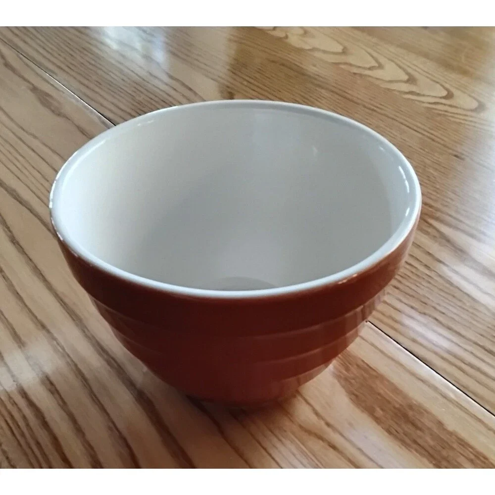 Crate & Barrel Fruit Dessert Bowl 6.25 Wide Burnt Orange Beehive Rib Excellent